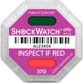 SpotSee™ ShockWatch® RFID Impact Indicators, 37G Range, Purple, 100/Box SpotSee ShockWatch RFID Impact Indicators, 37G Range, Purple, 100/Box