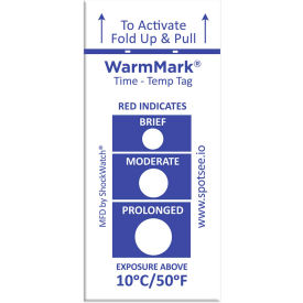SpotSee™ WarmMark® Time Temperature Indicators, 10°C/50°F, 100/Box SpotSee WarmMark 10°/50°F 3-Window Time Temperature Indicators, 100/Box