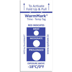 SpotSee™ WarmMark® Time Temperature Indicators, -18°C/0°F, 100/Box SpotSee WarmMark -18°C/0°F 3-Window Time Temperature Indicators, 100/Box