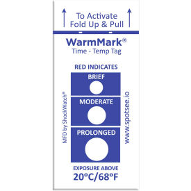 SpotSee WarmMark Time Temperature Indicators, 20°C/68°F, 100/Box SpotSee WarmMark 20°/68°F 3-Window Time Temperature Indicators, 100/Box