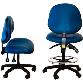 Workstation Industries, Inc. 1000-EV-BK WSI 1000 Series Chair 1000-EV-BK, ESD Vinyl, Nylon Base, 18"-23"H, Black image.