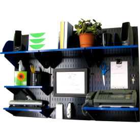 Wall Control 10-OFC-300 BBU Wall Control Office Wall Mount Desk Storage and Organization Kit, Black/Blue, 48" X 32" X 12" image.