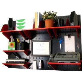 Wall Control Office Wall Mount Desk Storage and Organization Kit, Black/Red, 48