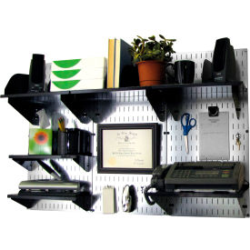 Wall Control 10-OFC-300 GVB Wall Control Office Wall Mount Desk Storage and Organization Kit, Galvanized Black, 48" X 32" X 12" image.