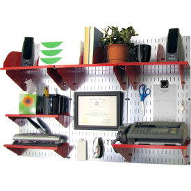 Wall Control 10-OFC-300 GVR Wall Control Office Wall Mount Desk Storage and Organization Kit, Galvanized Red, 48" X 32" X 12" image.