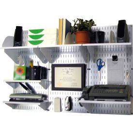 Wall Control 10-OFC-300 GVW Wall Control Office Wall Mount Desk Storage and Organization Kit, Galvanized White, 48" X 32" X 12" image.