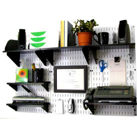 Wall Control 10-OFC-300 WB Wall Control Office Wall Mount Desk Storage and Organization Kit, White/Black, 48" X 32" X 12" image.