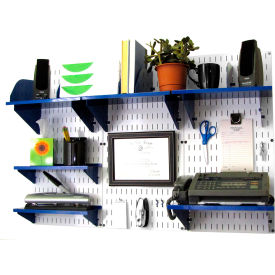 Wall Control Office Wall Mount Desk Storage and Organization Kit, White/Blue, 48