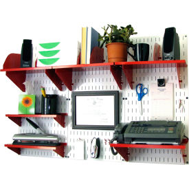 Wall Control 10-OFC-300 WR Wall Control Office Wall Mount Desk Storage and Organization Kit, White/Red, 48" X 32" X 12" image.
