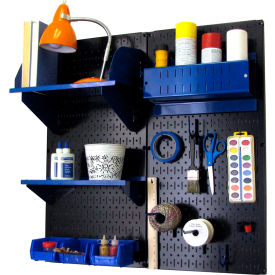 Wall Control 30-CC-200 BBU Wall Control Pegboard Hobby Craft Organizer Storage Kit, Black/Blue, 32" X 32" X 9" image.