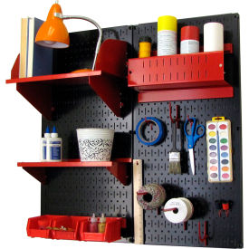 Wall Control 30-CC-200 BR Wall Control Pegboard Hobby Craft Organizer Storage Kit, Black/Red, 32" X 32" X 9" image.