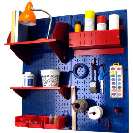 Wall Control 30-CC-200 BUR Wall Control Pegboard Hobby Craft Organizer Storage Kit, Blue/Red, 32" X 32" X 9" image.