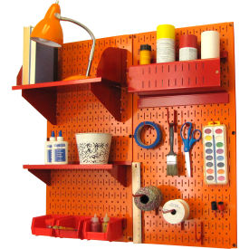 Wall Control 30-CC-200 ORR Wall Control Pegboard Hobby Craft Organizer Storage Kit, Orange/Red, 32" X 32" X 9" image.