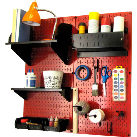 Wall Control Pegboard Hobby Craft Organizer Storage Kit, Red/Black, 32