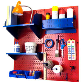 Wall Control 30-CC-200 RBU Wall Control Pegboard Hobby Craft Organizer Storage Kit, Red/Blue, 32" X 32" X 9" image.