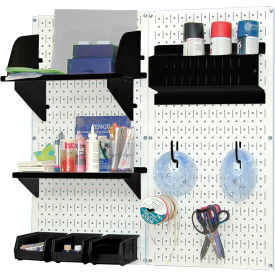 Wall Control Pegboard Hobby Craft Organizer Storage Kit, White/Black, 32