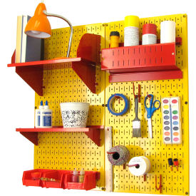 Wall Control 30-CC-200 YR Wall Control Pegboard Hobby Craft Organizer Storage Kit, Yellow/Red, 32" X 32" X 9" image.
