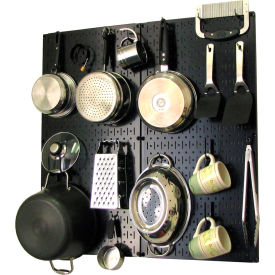 Wall Control 30-KTH-200 BB Wall Control Kitchen Pegboard Pack Storage & Organization Kit, Black, 32" X 32" X 6" image.