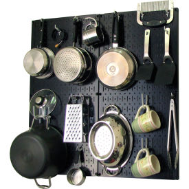 Wall Control 30-KTH-200 BW Wall Control Kitchen Pegboard Pack Storage & Organization Kit, Black/White, 32" X 32" X 6" image.