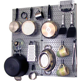 Wall Control 30-KTH-200 GB Wall Control Kitchen Pegboard Pack Storage & Organization Kit, Gray/Black, 32" X 32" X 6" image.
