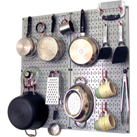 Wall Control 30-KTH-200 GR Wall Control Kitchen Pegboard Pack Storage & Organization Kit, Gray/Red, 32" X 32" X 6" image.
