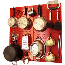 Wall Control 30-KTH-200 RB Wall Control Kitchen Pegboard Pack Storage & Organization Kit, Red/Black, 32" X 32" X 6" image.