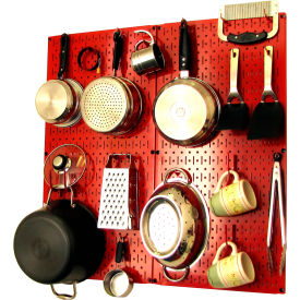 Wall Control 30-KTH-200 RR Wall Control Kitchen Pegboard Pack Storage & Organization Kit, Red, 32" X 32" X 6" image.