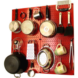 Wall Control 30-KTH-200 RW Wall Control Kitchen Pegboard Pack Storage & Organization Kit, Red/White, 32" X 32" X 6" image.