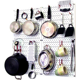 Wall Control 30-KTH-200 WR Wall Control Kitchen Pegboard Pack Storage & Organization Kit, White/Red, 32" X 32" X 6" image.