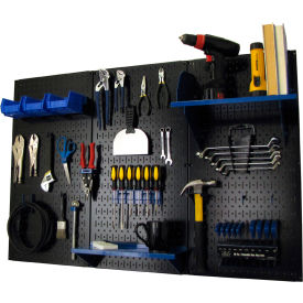 Wall Control 30-WRK-400 BBU Wall Control Pegboard Standard Tool Storage Kit, Black/Blue, 48" X 32" X 9" image.