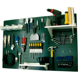 Wall Control 30-WRK-400 GNW Wall Control Pegboard Standard Tool Storage Kit, Green/White, 48" X 32" X 9" image.