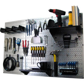 Wall Control 30-WRK-400 GVB Wall Control Pegboard Standard Tool Storage Kit, Galvanized Black, 48" X 32" X 9" image.