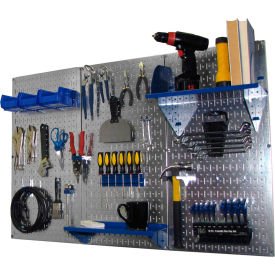 Wall Control 30-WRK-400 GVBU Wall Control Pegboard Standard Tool Storage Kit, Galvanized Blue, 48" X 32" X 9" image.