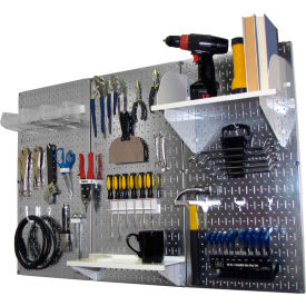 Wall Control 30-WRK-400 GVW Wall Control Pegboard Standard Tool Storage Kit, Galvanized White, 48" X 32" X 9" image.