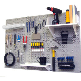 Wall Control 30-WRK-400 GW Wall Control Pegboard Standard Tool Storage Kit, Gray/White, 48" X 32" X 9" image.