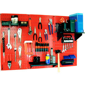 Wall Control 30-WRK-400 RB Wall Control Pegboard Standard Tool Storage Kit, Red/Black, 48" X 32" X 9" image.