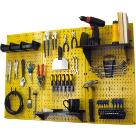 Wall Control 30-WRK-400 YB Wall Control Pegboard Standard Tool Storage Kit, Yellow/Black, 48" X 32" X 9" image.