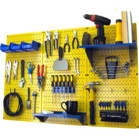 Wall Control 30-WRK-400 YBU Wall Control Pegboard Standard Tool Storage Kit, Yellow/Blue, 48" X 32" X 9" image.