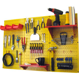 Wall Control 30-WRK-400 YR Wall Control Pegboard Standard Tool Storage Kit, Yellow/Red, 48" X 32" X 9" image.