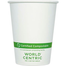 World Centric CUPA12 World Centric Paper Hot Cups, 12 oz, White, 1,000/Carton image.
