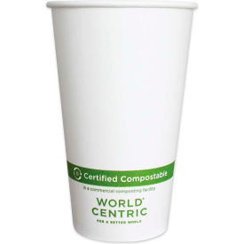 World Centric CUPA16 World Centric Paper Hot Cups, 16 oz, White, 1,000/Carton image.
