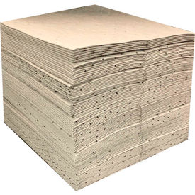 Global Industrial 670631 Global Industrial™ Universal Sorbent Pads, Medium-weight, 15"L x 18"W, Gray, 100/Pack image.