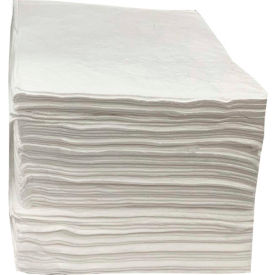 Global Industrial 670635 Global Industrial™ Oil Only Sorbent Pads, Medium-weight, 15"W x 18"L, White, 100/Pack image.