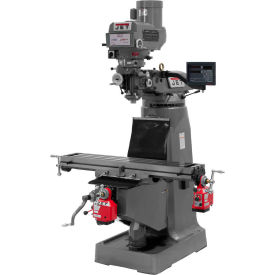 JET Equipment 692306 JTM-4VS-1 Mill With Newall DP700 DRO With X and Y-Axis Powerfeeds and 6" Riser Block image.
