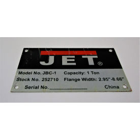 JET Equipment JBC1-12 JET® I.D. Label (1-Ton) , JBC1-12 image.