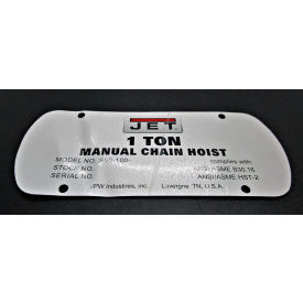 JET Equipment S90-100-9 JET® Name Plate (1T) , S90-100-9 image.