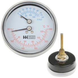 Weiss Instruments Inc. CTP25RX 2.71" Boiler Gauge 1/4 NPT Rear w/ext 60-260F, 0-75PSI image.