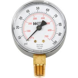 Weiss Instruments Inc. TL25-300-4L Weiss Instruments 2 1/2" dial, 1/4" NPT bottom, 0-300 PSI image.