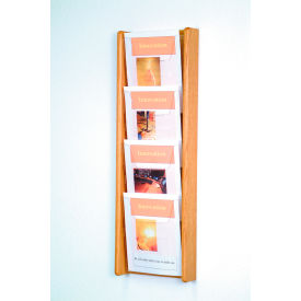 Wooden Mallet AC34-4LO 4 Pocket (4H) Acrylic & Oak Wall Display - Light Oak image.