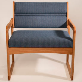 Wooden Mallet DWBA1-1LOPB Bariatric Sled Base Chair - Light Oak/Blue Fabric image.